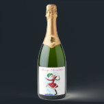 Christmas Sparkling Wine Label Snowman and Girl Da<br><div class="desc">Happy Snowman and Girl Dance Tango Christmas Party Fun Cartoon Drawing - Choose / Add Your Unique Text / Name / Colour - Make Your Special Gift - Resize and move or remove and add elements / text with customisation tool ! Drawing and Design by MIGNED. Please see my other...</div>