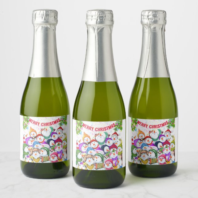 Christmas Sparkling Wine Label Snowman Party (Bottles)