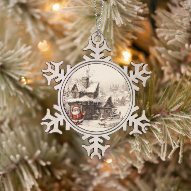Christmas Special Delivery From Santa  Snowflake Pewter Christmas Ornament (Tree)