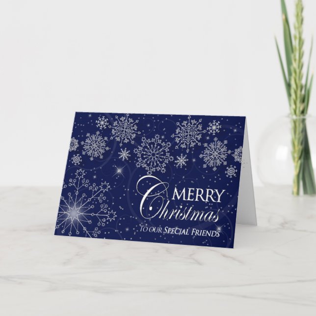 CHRISTMAS - SPECIAL FRIENDS - SNOWFLAKES/NAVY HOLIDAY CARD (Front)