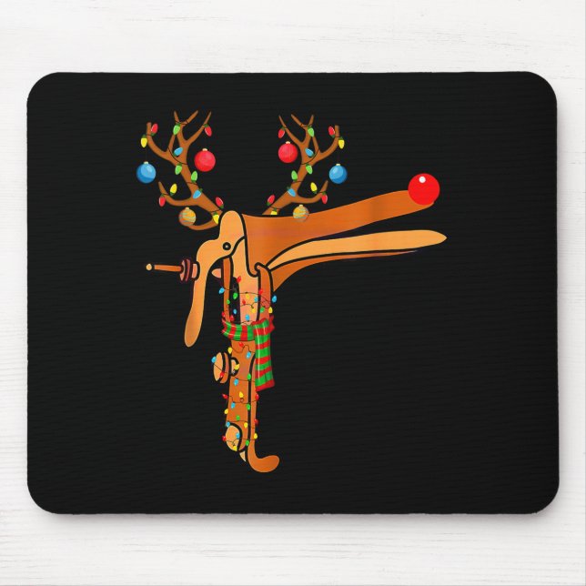 Christmas Speculum Reindeer Funny Xmas Nurse Midwi Mouse Mat (Front)