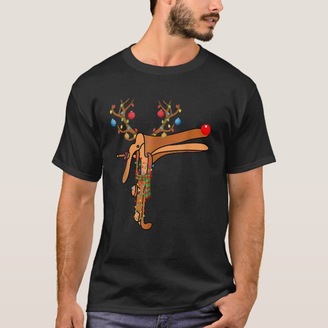 Christmas Speculum Reindeer Funny Xmas Nurse Midwi T-Shirt (Front)
