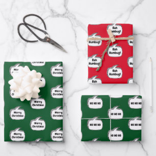 Christmas Speech Bubble Typography Wrapping Paper Sheet