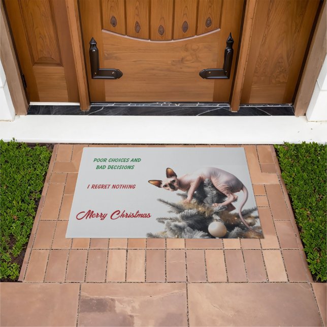 Christmas Sphynx Cat Doormat (Outdoor)