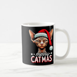 Christmas Sphynx Cat Merry Catmas Santa Hat Xmas Coffee Mug