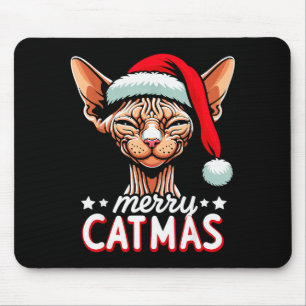 Christmas Sphynx Cat Merry Catmas Santa Hat Xmas  Mouse Mat