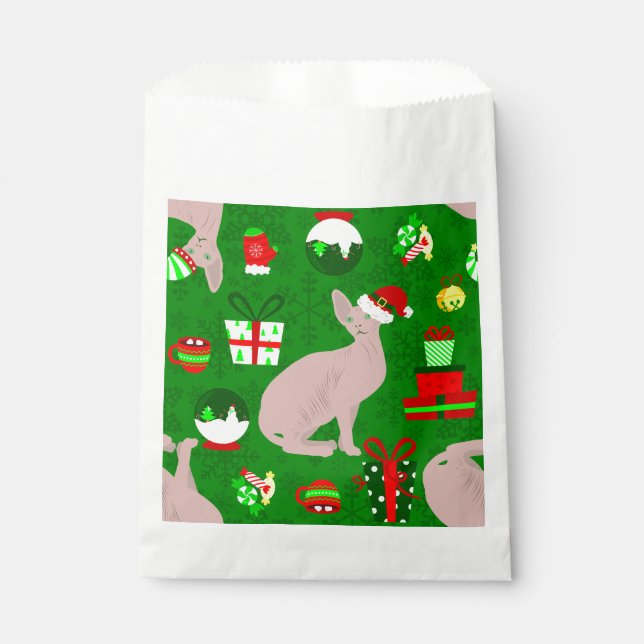 christmas sphynx cat santa sphinx  favour bags (Front)