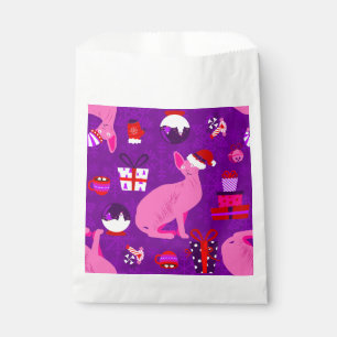 christmas sphynx cat santa sphinx pink favour bags