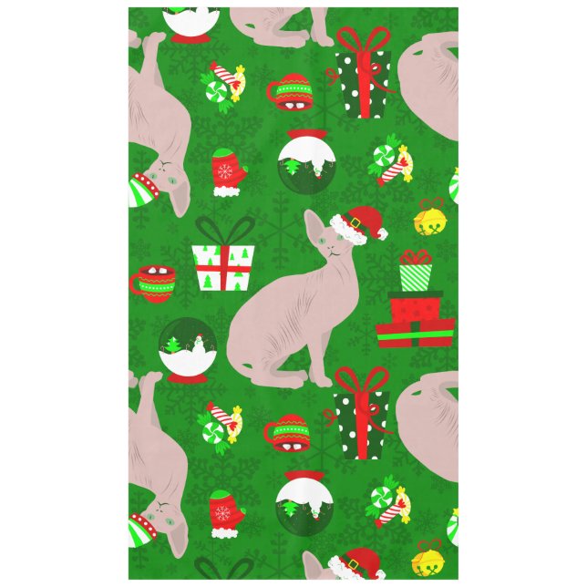 christmas sphynx cat santa sphinx  tablecloth (Front)