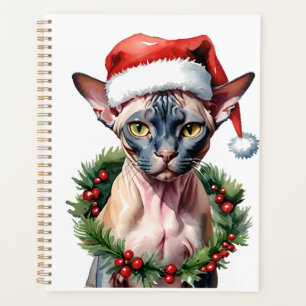 Christmas Sphynx cat Watercolor Planner