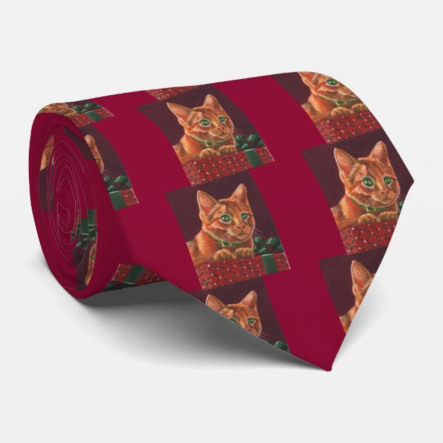 Christmas Sphynx Orange Tabby Tie (Rolled)