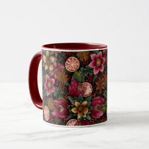 Christmas Spice & Floral Botanical Pattern Mug