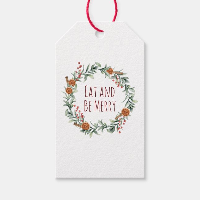 Christmas Spice Foliage Wreath Gift Tags (Front)