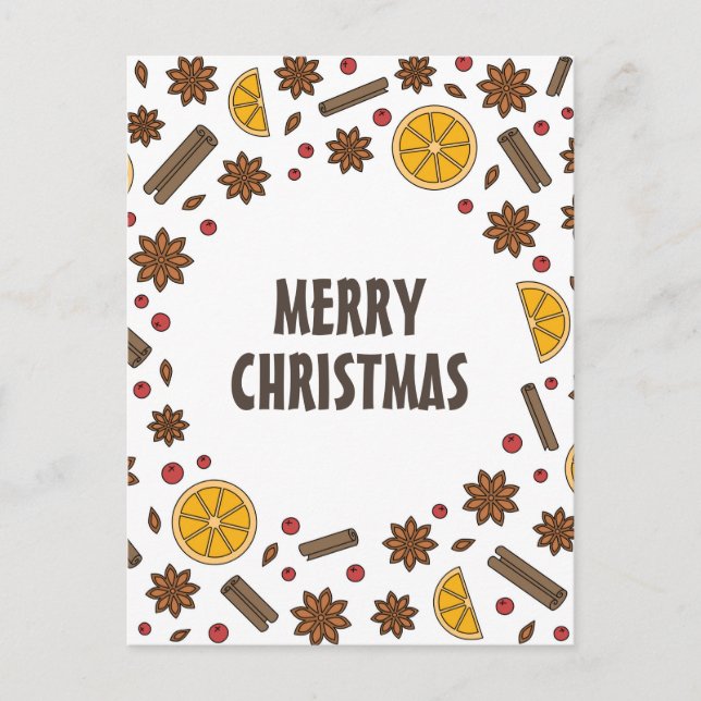 Christmas spices star anise cinnamon orange  postcard (Front)