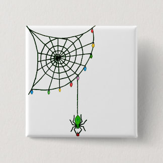 Christmas Spider Web Lights Goth Holiday 15 Cm Square Badge