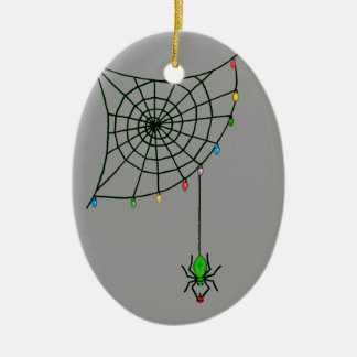 Christmas Spider Web Lights Goth Holiday Ceramic Tree Decoration
