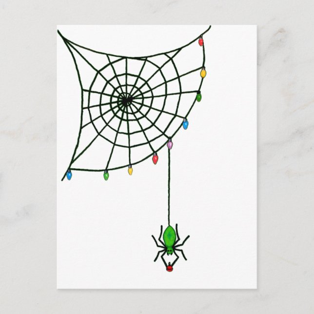 Christmas Spider Web Lights Goth Holiday Postcard (Front)