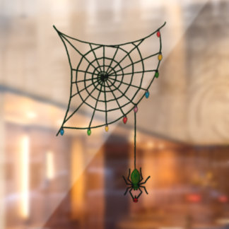 Christmas Spider Web Lights Goth Window Cling