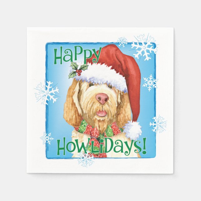 Christmas Spinone Italiano Napkins (Front)