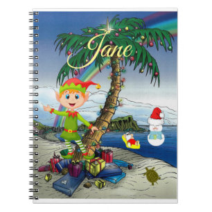 Christmas Spiral Notebook Beach Bum Santa