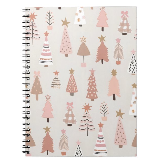 Christmas spiral notebook Pink Sapins (Front)