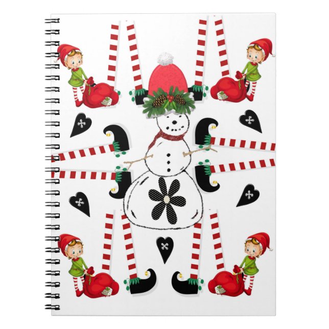 Christmas Spiral Notebook Snowman Elf (Front)