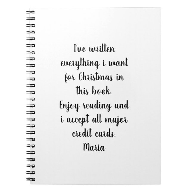 Christmas Spiral Notebook written everything wish (Front)