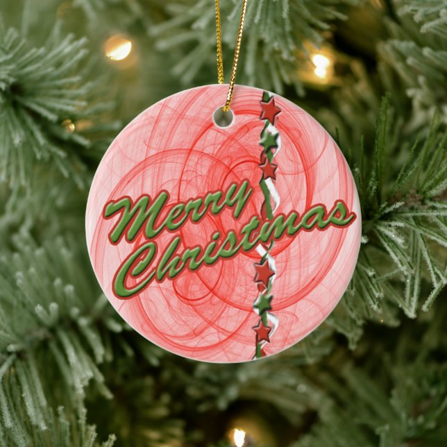 Christmas Spirals & Stars Ceramic Tree Decoration (Tree)
