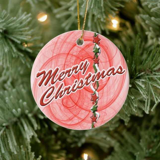 Christmas Spirals & Stars Ceramic Tree Decoration (Tree)