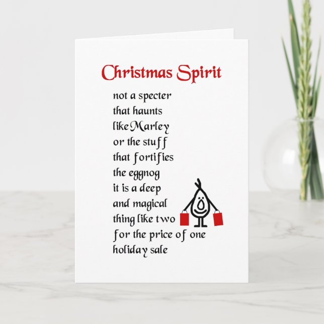 Christmas Spirit - a funny Christmas poem Holiday Card (Front)