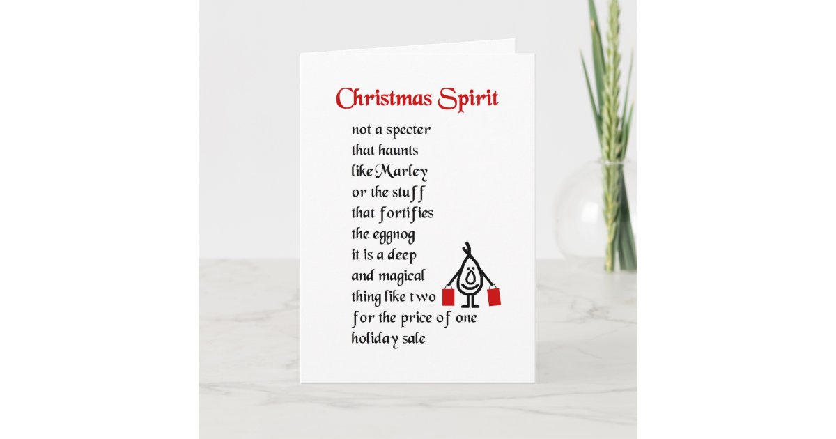 Christmas Spirit - a funny Christmas poem Holiday Card | Zazzle.co.uk