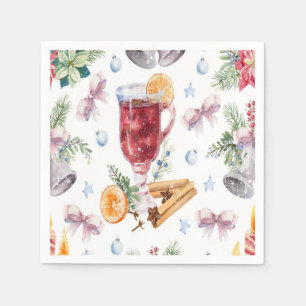 Christmas Spirit Alcohol Drink Watercolor Wedding Napkin