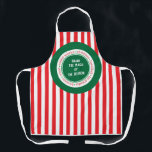 Christmas Spirit Customisable Apron<br><div class="desc">Just right for the season! A red striped apron that celebrates all of the December Holidays.  Purchase as is or change the message in the centre to anything you like.</div>