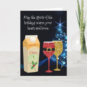 Christmas Spirit Eggnog and Christmas Goblets Holiday Card
