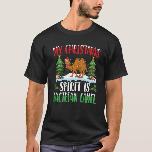Christmas Spirit Is Bactrian Camel Wearing Santa H T-Shirt (Front)