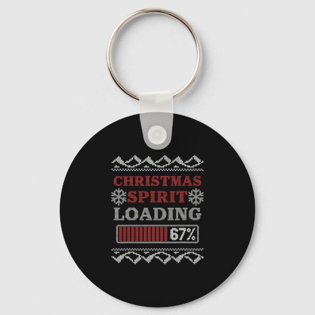Christmas Spirit Loading 67 Meme Six Seven Holiday Key Ring (Front)