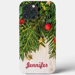 Christmas Spirit Pine Bough Ornaments Monogram iPhone 13 Pro Max Case