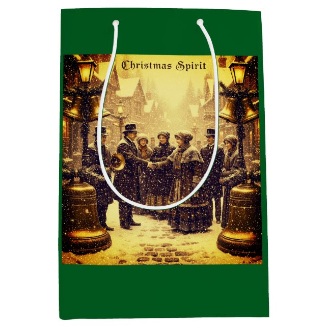 CHRISTMAS SPIRIT TRADITIONAL DESIGN MEDIUM GIFT BAG (Front)