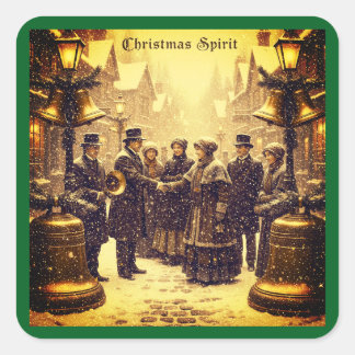 CHRISTMAS SPIRIT TRADITIONAL DESIGN SQUARE STICKER