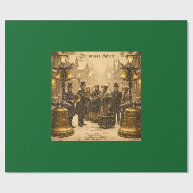 CHRISTMAS SPIRIT TRADITIONAL DESIGN WRAPPING PAPER (Flat)