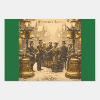 CHRISTMAS SPIRIT TRADITIONAL DESIGN WRAPPING PAPER SHEET