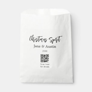 Christmas Spirit wedding couple name QR scan date Favour Bags