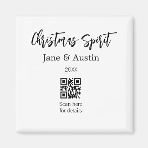 Christmas Spirit wedding couple name QR scan date Magnet