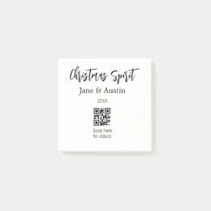Christmas Spirit wedding couple name QR scan date Post-it Notes