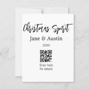 Christmas Spirit wedding couple name QR scan date Postcard