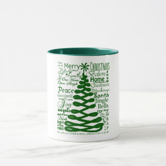 Christmas Spirits Abstract Tree W/Text Typography Mug
