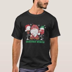 Christmas Spirits Glasses Of Wine Cute Gnome Holid T-Shirt