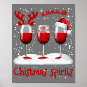Christmas Spirits Glasses Of Wine Xmas Holidays Pa Poster