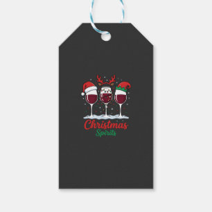 Christmas Spirits Red Wine Glasses Gift Tags