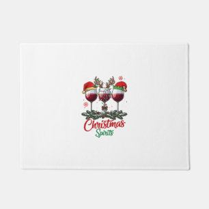 Christmas Spirits Wine Glasses Reindeer Antlers Pi Doormat
